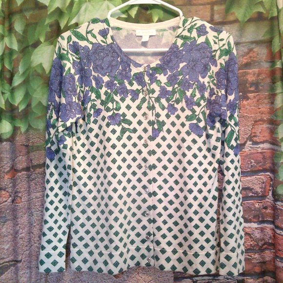 Floral Sparkle Button Down Cardigan - Picture 1 of 4